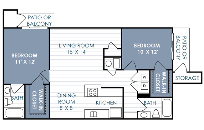 2 beds, 2 baths, 955 sqft, $2,345