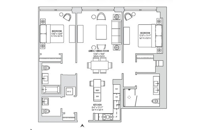 2 beds, 2.5 baths, 1,160 sqft, $13,900, Unit N3D