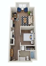 1 bed, 1 bath, 643 sqft, $1,378