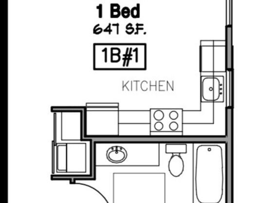 1 bed, 1 bath, 647 sqft, $1,660, Unit 216