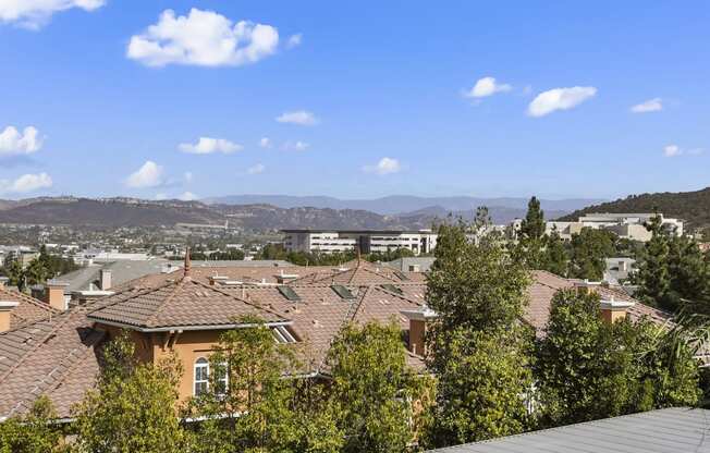 the view of the city from the roof of a house