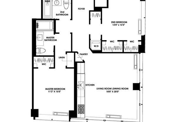 2 beds, 2 baths, $7,300, Unit 15H