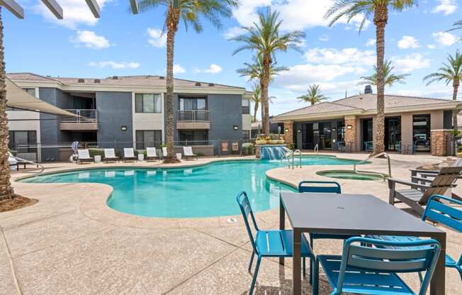 Pool-Side Dining Area at Element Deer Valley in Phoenix, AZ