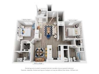 2 beds, 2 baths, 1,218 sqft, $2,307