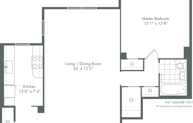 1 bed, 1 bath, 944 sqft, $4,797, Unit 3A