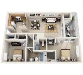 2 beds, 2 baths, 1,068 sqft, $1,685