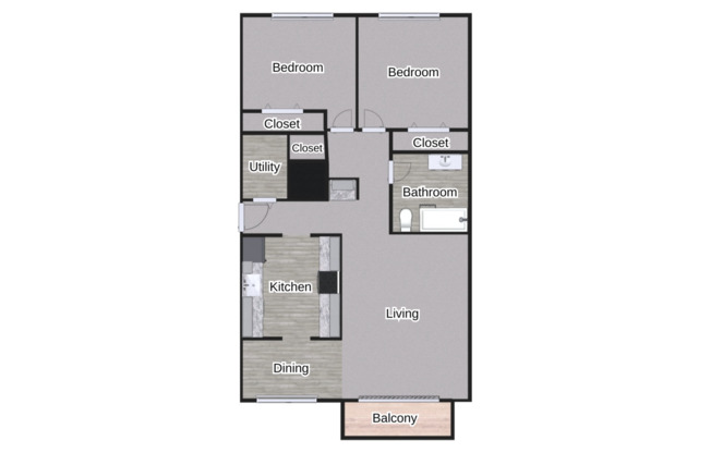2 beds, 1 bath, 980 sqft, $1,042