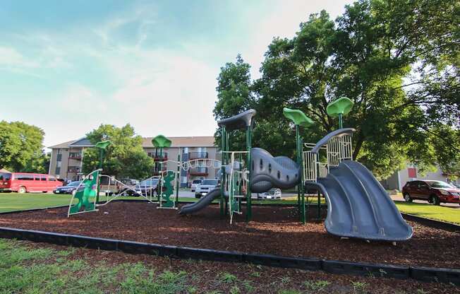 the playground at the apartments for rent at Sutton Hill Apartments, Des Moines