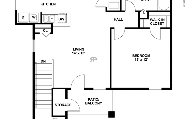 1 bed, 1 bath, 734 sqft, $747