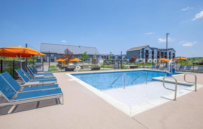 a pool next to a body of water