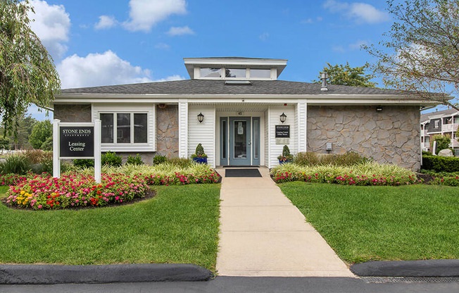 Leasing office exterior at Stone Ends apartments in Stoughton, MA