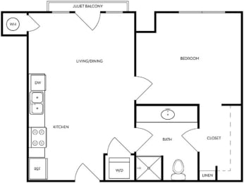 1 bed, 1 bath, 588 sqft, $1,176
