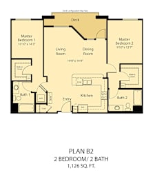 2 beds, 2 baths, 1,126 sqft, $2,604