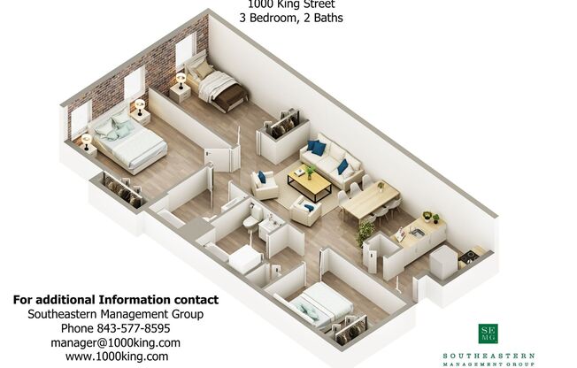 3 beds, 2 baths, 950 sqft, $2,700, Unit 304