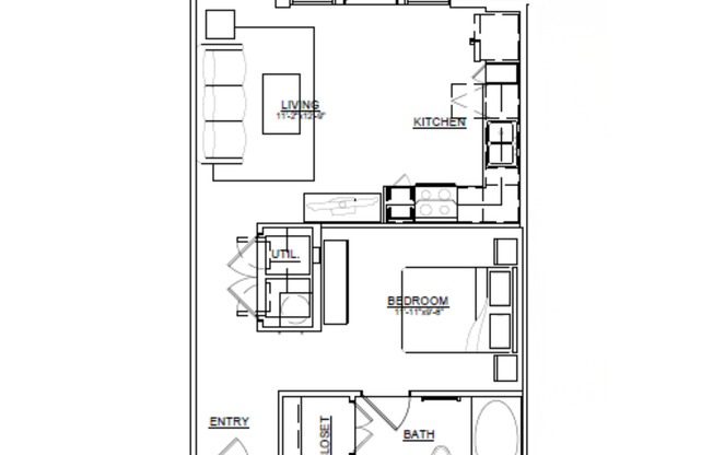 Studio, 1 bath, 597 sqft, $1,299
