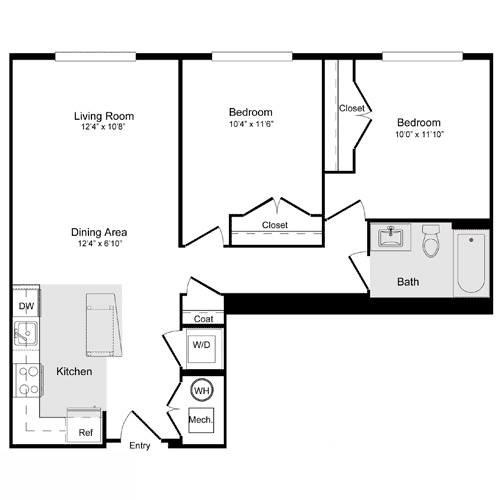 2 beds, 1 bath, 860 sqft, $3,058