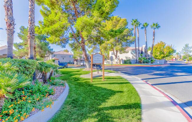 Curb appeal of Country Club at Valley View Senior Apartments in Las Vegas, NV, For Rent. Now leasing 1 and 2 bedroom apartments.