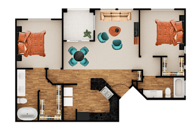 2 beds, 2 baths, 1,016 sqft, $1,568