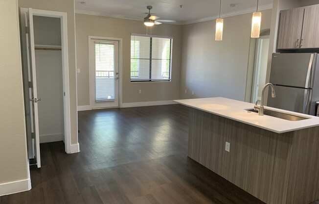 Living room and kitchen of renovated 3bedroom at Trails at San Tan in Gilbert AZ