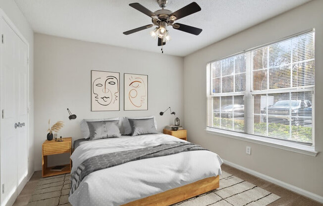 Model bedroom with large window