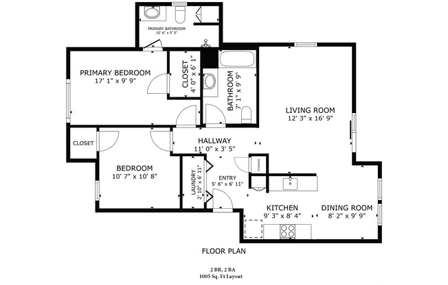 2 beds, 2 baths, 1,005 sqft, $1,400, Unit 5945-201