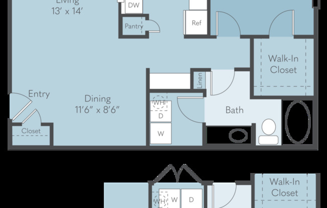 1 bed, 1 bath, 901 sqft, $1,364