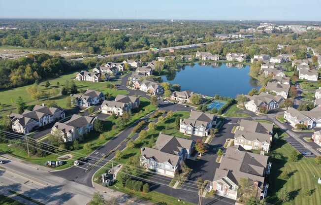 an aerial view of neighborhood