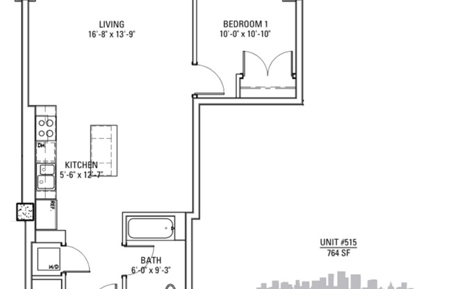 1 bed, 1 bath, 642 sqft, $3,075, Unit 3833-515