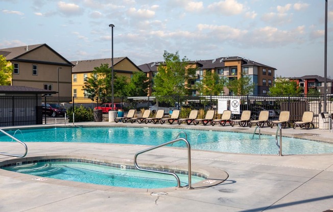 A swimming pool with a no swimming sign in the background.