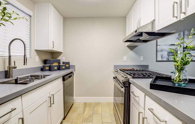 Modern Kitchen with Stainless-Steel Appliances at The Edge on the Boulevard, Fremont, 94555