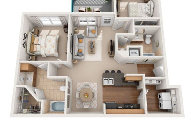 2 beds, 2 baths, 1,090 sqft, $1,405, Unit A304