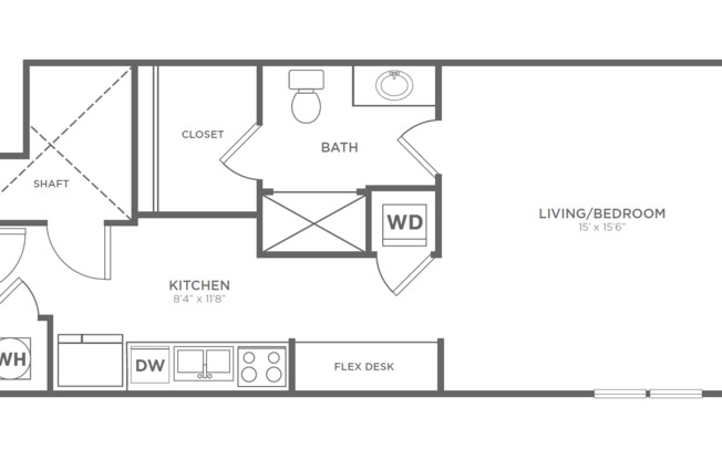 Studio, 1 bath, 570 sqft, $2,203