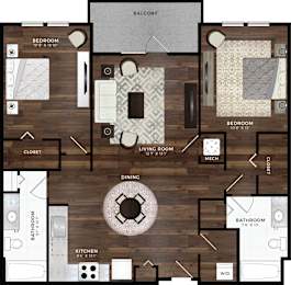 2 beds, 2 baths, 1,116 sqft, $1,884