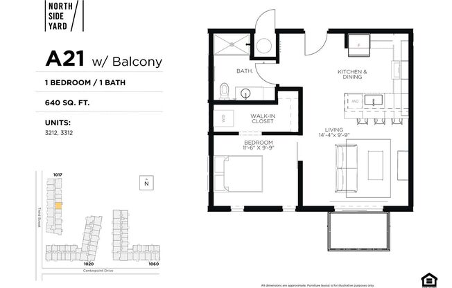 1 bed, 1 bath, 640 sqft, $1,500, Unit 3312