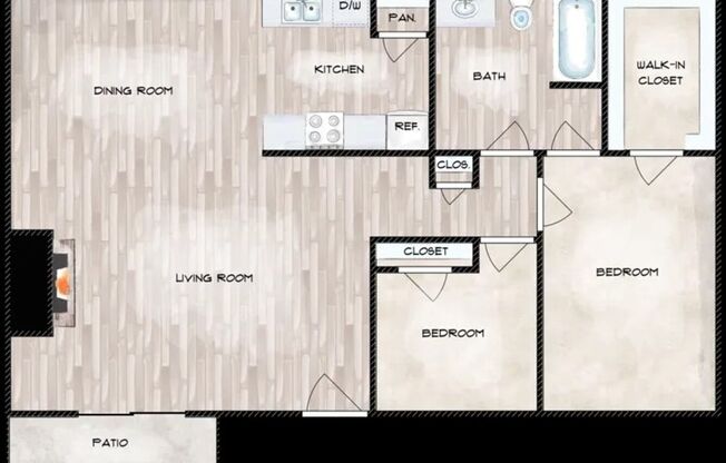 2 beds, 1 bath, 1,065 sqft, $1,715, Unit 12-134