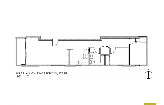 2 beds, 1 bath, 793 sqft, $1,824, Unit 303