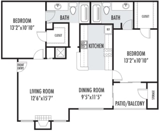 2 beds, 2 baths, 995 sqft, $1,441