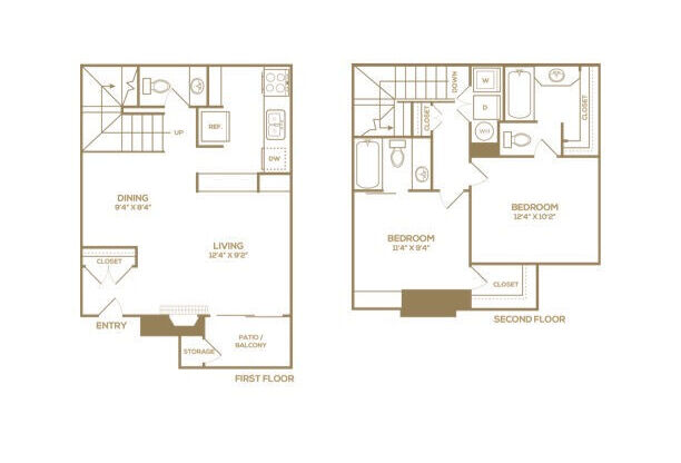 2 beds, 2.5 baths, 929 sqft, $1,499