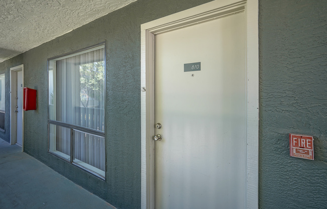 Front door to gold level unit at Treehouse Apartments in Albuquerque, New Mexico