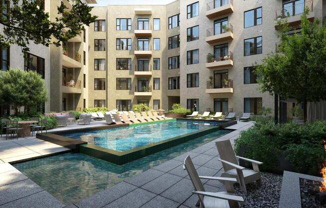 Relax out our resort-style pool with spacious sundeck, cabanas, and in-pool chaise lounges.