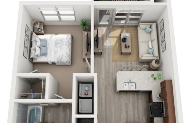 1 bed, 1 bath, 528 sqft, $1,284