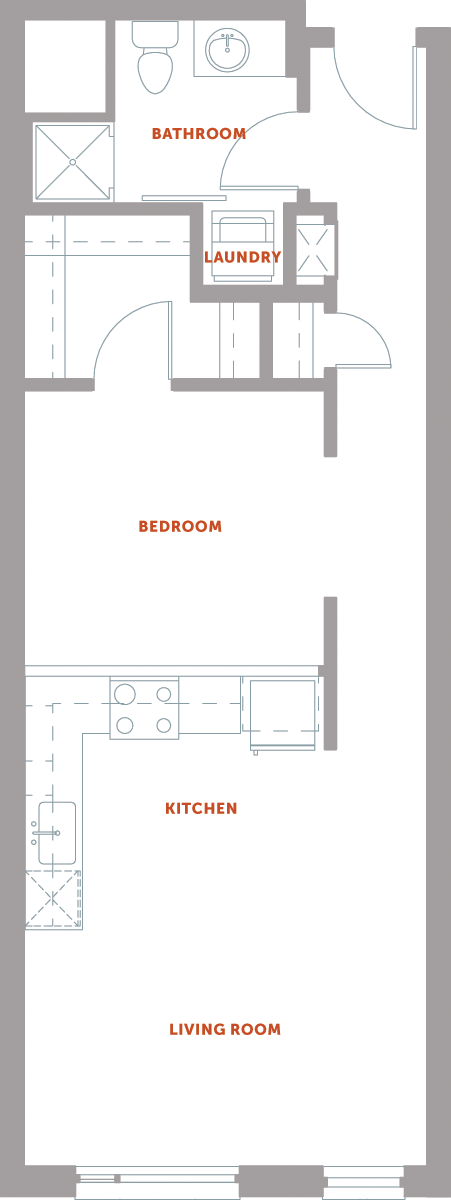 Studio, 1 bath, 657 sqft, $1,535, Unit 532