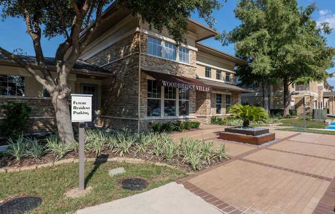 Front of the building at Woodbridge Villas Apartments, Sachse, Texas