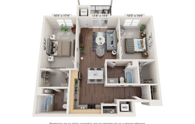 2 beds, 2 baths, 1,132 sqft, $1,849, Unit 207