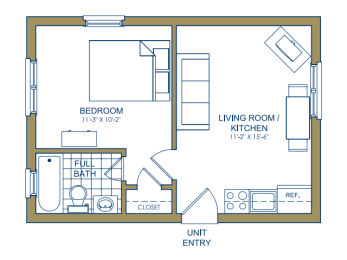 1 bed, 1 bath, 415 sqft, $969