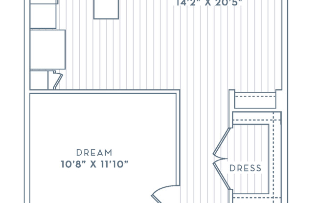 Studio, 1 bath, 696 sqft, $1,393