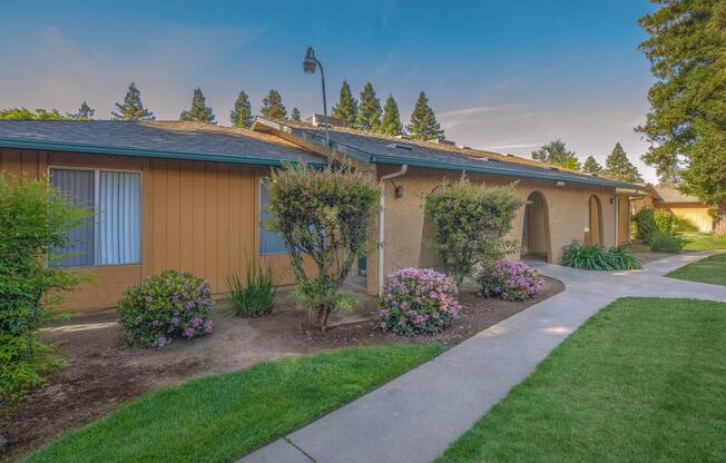 a garden in front of a house