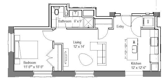 1 bed, 1 bath, 623 sqft, $1,200