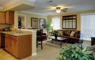 Living room with view of Kitchen at Aventine at Forest Lake Oldsmar Tampa Florida