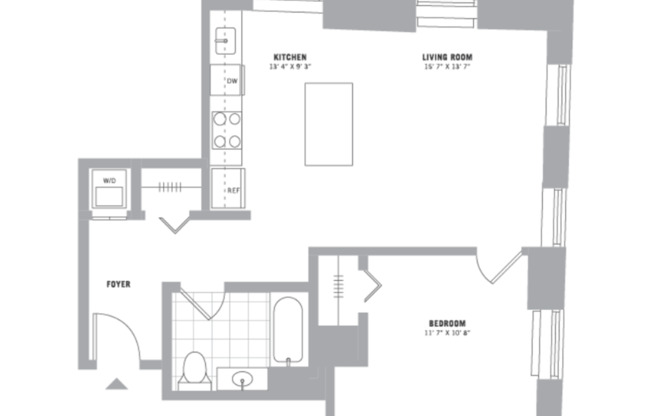 1 bed, 1 bath, 754 sqft, $2,450, Unit 210-511